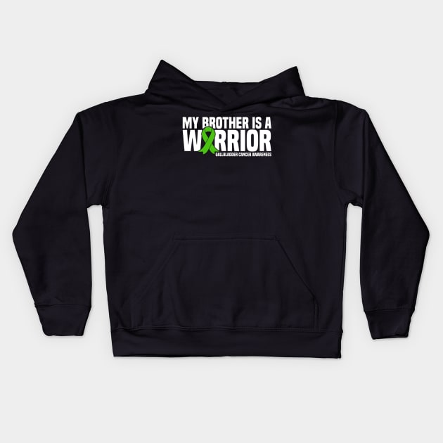 My Brother Is A Warrior Gallbladder Cancer Awareness Kids Hoodie by ShariLambert